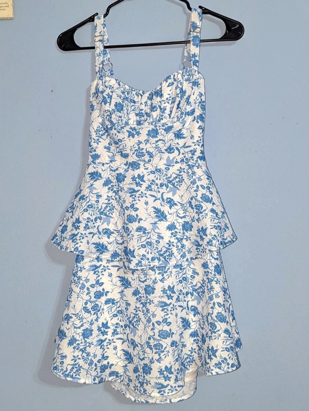 Blue Floral Tiered Sundress - Women's Summer Dress
